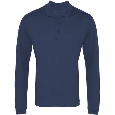 Premier Heren Lange Mouw Coolchecker Pique Polo Shirt (Marine) S Premier Heren Lange Mouw Coolchecker Pique Polo Shirt (Marine) S