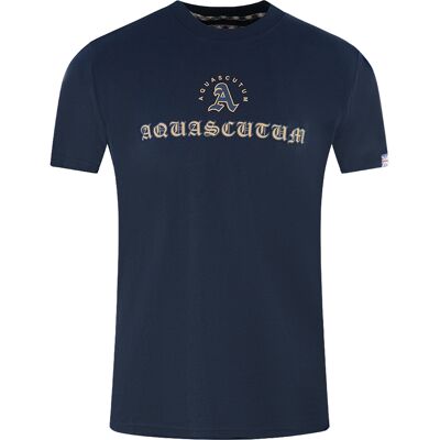 Aquascutum Script Logo Navy Blue T-Shirt M Aquascutum Script Logo Navy Blue T-Shirt M
