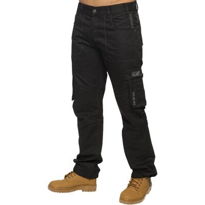 Enzo Heren Combat Denim Jeans - Zwart 38/32 Enzo Heren Combat Denim Jeans - Zwart 38/32
