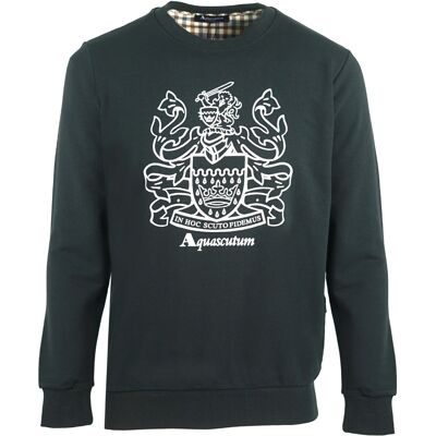 Aquascutum Large Crest Crew Neck Black Sweatshirt L Aquascutum Large Crest Crew Neck Black Sweatshirt L