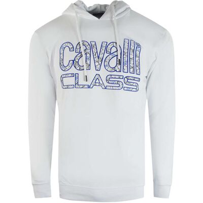 Cavalli Class witte hoodie met bloemenlogo M Cavalli Class witte hoodie met bloemenlogo M