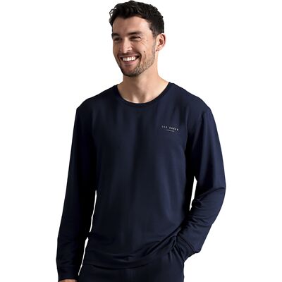 Ted Baker Lange Mouw Pyjama Top Ademend Casual Heren Lange Mouw T-shirt - Navy M Ted Baker Lange Mouw Pyjama Top Ademend Casual Heren Lange Mouw T-shirt - Navy M