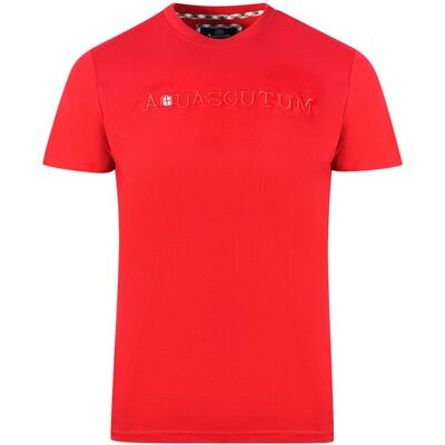 Aquascutum Brand Embossed Logo Red T-Shirt M Aquascutum Brand Embossed Logo Red T-Shirt M