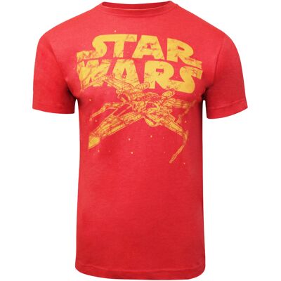 Star Wars Heren X-Wing Heather Logo T-shirt (Rood/Geel) L Star Wars Heren X-Wing Heather Logo T-shirt (Rood/Geel) L