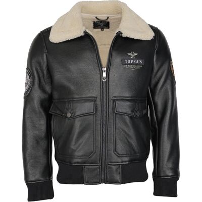 Top Gun imitatieleren jas TG20213035 met imitatiebontkraag 4XL Top Gun imitatieleren jas TG20213035 met imitatiebontkraag 4XL