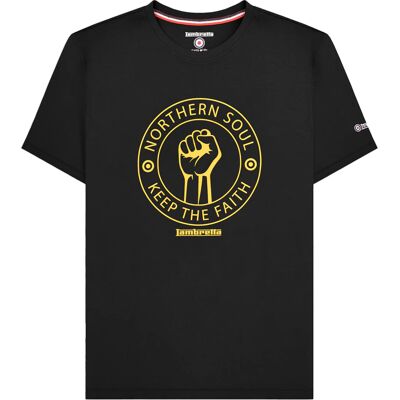 Lambretta Heren Northern Soul T-Shirt (Zwart/Goud) XL Lambretta Heren Northern Soul T-Shirt (Zwart/Goud) XL