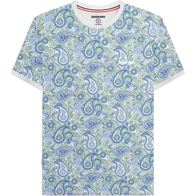 Lambretta Heren SS25 Paisley T-shirt (Grijs/Navy) L Lambretta Heren SS25 Paisley T-shirt (Grijs/Navy) L