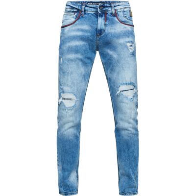 Rusty Neal Jeansbroek "MINO" slim fit stretch destroyed broek 33/32 Rusty Neal Jeansbroek "MINO" slim fit stretch destroyed broek 33/32