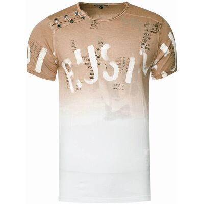 Rusty Neal T-shirt Wash with gradient and side button strip 2XL Rusty Neal T-shirt Wash with gradient and side button strip 2XL