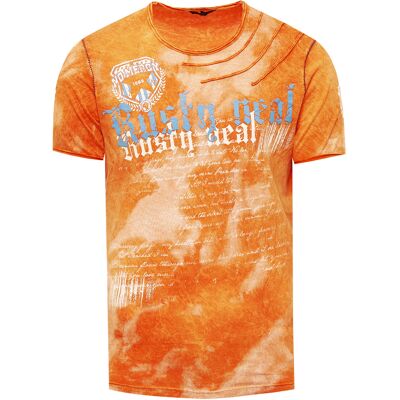 RUSTY NEAL XXL Oranje Batik T-Shirt - Herenkleding RUSTY NEAL XXL Oranje Batik T-Shirt - Herenkleding