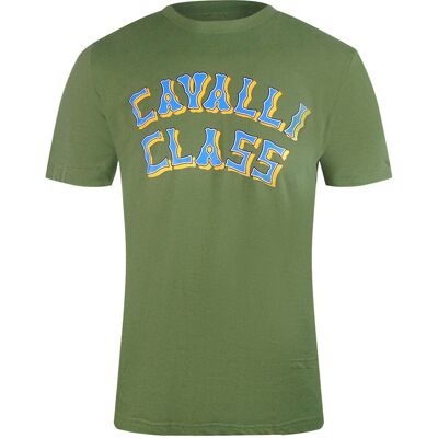 Cavalli Class Layered Logo Militair Groen T-shirt 2XL Cavalli Class Layered Logo Militair Groen T-shirt 2XL