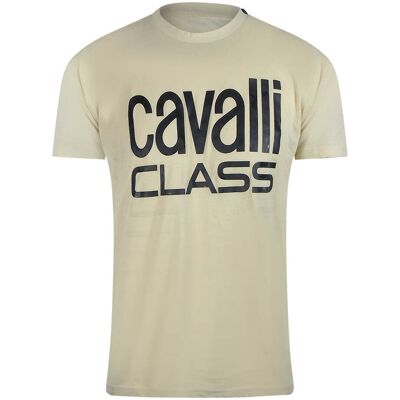 Cavalli Class Bold Logo Beige Zand T-shirt XL Cavalli Class Bold Logo Beige Zand T-shirt XL