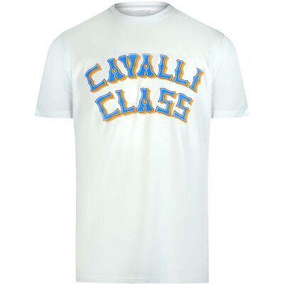Cavalli Class Gelaagd Logo Off-white T-shirt L Cavalli Class Gelaagd Logo Off-white T-shirt L