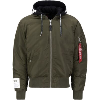 alpha industries MA-1 Zip Hood Print Bomber Jacket L alpha industries MA-1 Zip Hood Print Bomber Jacket L