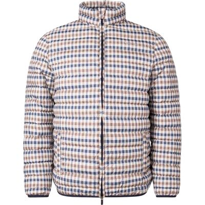 Aquascutum Heren Geblokte Mock Neck Actieve Gewatteerde Jas (Beige) 3XL Aquascutum Heren Geblokte Mock Neck Actieve Gewatteerde Jas (Beige) 3XL