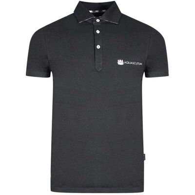 Aquascutum Unisex Volwassen Aldis Block Logo Polo Shirt (Zwart) S Aquascutum Unisex Volwassen Aldis Block Logo Polo Shirt (Zwart) S