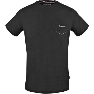 Aquascutum Heren Gekruiste Valse Zak T-shirt (Zwart) S Aquascutum Heren Gekruiste Valse Zak T-shirt (Zwart) S