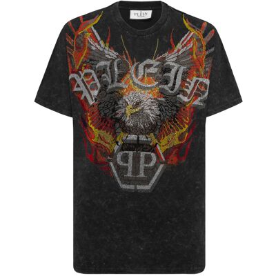 Philipp Plein Washed Kimono Cut T-Shirt Eagle Crystal 3XL Philipp Plein Washed Kimono Cut T-Shirt Eagle Crystal 3XL