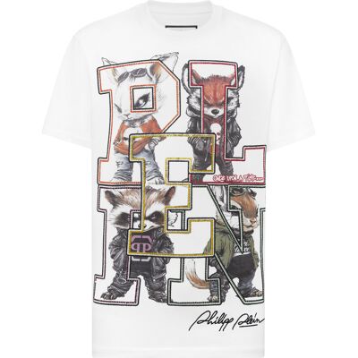 Philipp Plein Round Neck T-Shirt College Animals Outline 3XL Philipp Plein Round Neck T-Shirt College Animals Outline 3XL