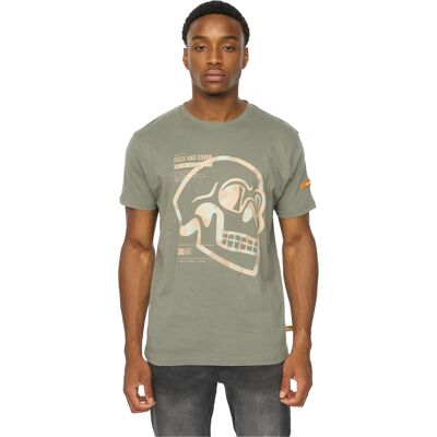 Duck and Cover Heren Skullmatic T-Shirt (Donkere Olijf) M Duck and Cover Heren Skullmatic T-Shirt (Donkere Olijf) M
