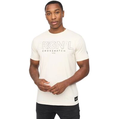 Crosshatch Heren Carrimoore T-Shirt (Off White) L Crosshatch Heren Carrimoore T-Shirt (Off White) L