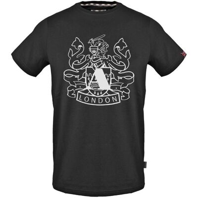 Aquascutum Heren Aldis Schild Logo T-Shirt (Zwart) S Aquascutum Heren Aldis Schild Logo T-Shirt (Zwart) S