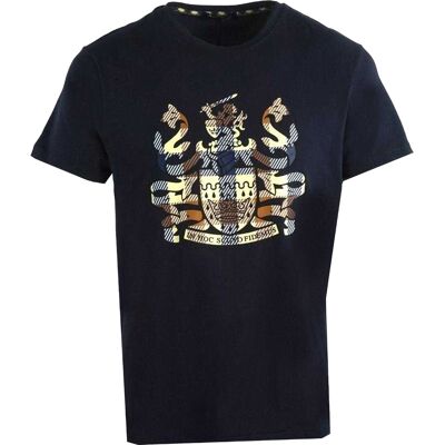 Aquascutum Heren Aldis Geruit Logo T-Shirt (Marine) S Aquascutum Heren Aldis Geruit Logo T-Shirt (Marine) S