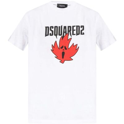Dsquared2 Ghost Maple Leaf Cool Fit Wit T-shirt M Dsquared2 Ghost Maple Leaf Cool Fit Wit T-shirt M