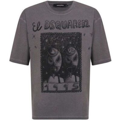 Dsquared2 El Dsquared2 Graphic Loose Fit T-shirt Houtskoolgrijs M Dsquared2 El Dsquared2 Graphic Loose Fit T-shirt Houtskoolgrijs M