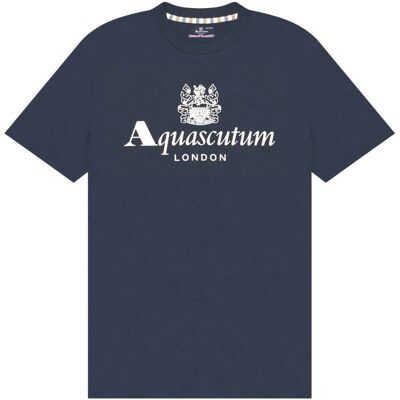 Aquascutum Active Beach Basic T-shirt Met Groot Logo In Marineblauw S Aquascutum Active Beach Basic T-shirt Met Groot Logo In Marineblauw S