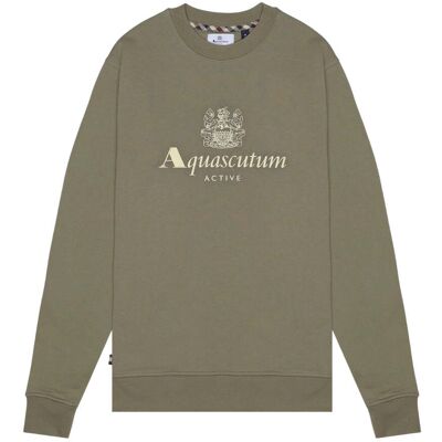 Aquascutum Active Big Logo Crewneck Army Green M Aquascutum Active Big Logo Crewneck Army Green M