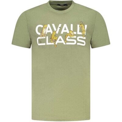 Cavalli Class Verde Katoenen Heren T-Shirt 2XL Cavalli Class Verde Katoenen Heren T-Shirt 2XL