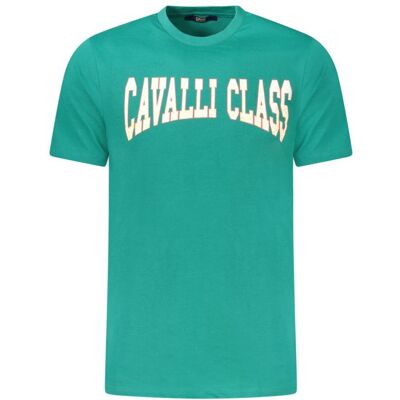 Cavalli Class Verde Katoenen Heren T-Shirt 2XL Cavalli Class Verde Katoenen Heren T-Shirt 2XL