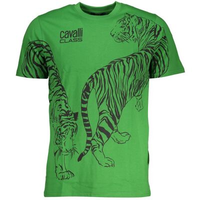 Cavalli Class Verde Katoenen Heren T-Shirt 2XL Cavalli Class Verde Katoenen Heren T-Shirt 2XL