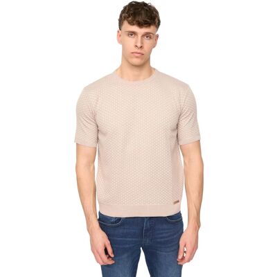 Duck and Cover Heren Mataso Gebreide T-Shirt (Stone) S Duck and Cover Heren Mataso Gebreide T-Shirt (Stone) S