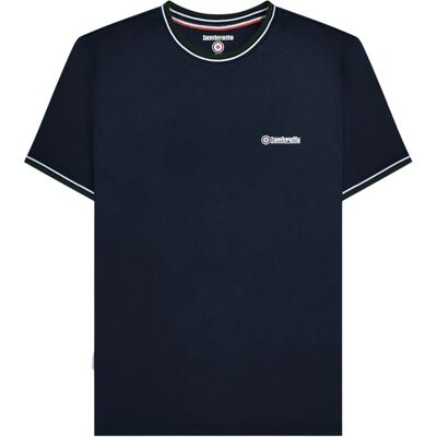 Lambretta Heren AW24 Twin Tip Pique T-shirt (Marine, Wit, Groen) S Lambretta Heren AW24 Twin Tip Pique T-shirt (Marine, Wit, Groen) S