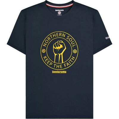 Lambretta Heren Northern Soul T-Shirt (Marine/Goud) XL Lambretta Heren Northern Soul T-Shirt (Marine/Goud) XL