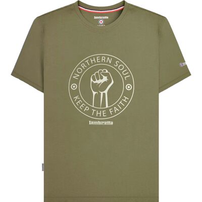 Lambretta Heren Northern Soul T-Shirt (Kaki Groen) L Lambretta Heren Northern Soul T-Shirt (Kaki Groen) L