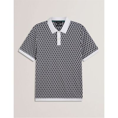Heren Ted Baker Geo Regular Fit Polo Shirt in Middelblauw M Heren Ted Baker Geo Regular Fit Polo Shirt in Middelblauw M