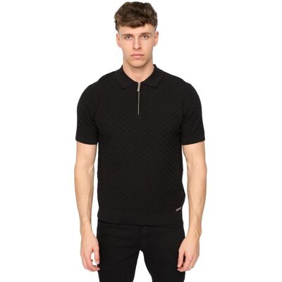 Duck and Cover Heren Danvers Gehaakte Korte Rits Polo Shirt (Zwart) XL Duck and Cover Heren Danvers Gehaakte Korte Rits Polo Shirt (Zwart) XL