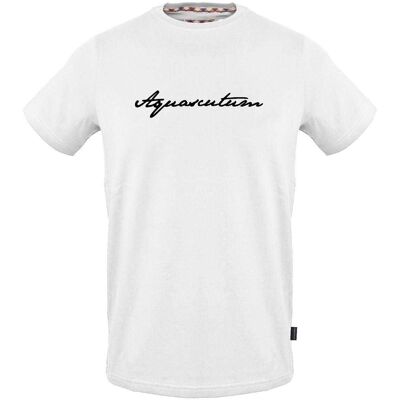 Aquascutum Heren Logo Geribd Kraag T-shirt (Wit) M Aquascutum Heren Logo Geribd Kraag T-shirt (Wit) M