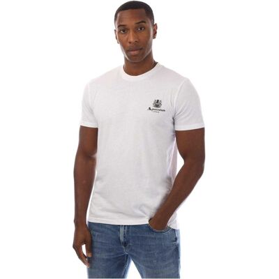 Aquascutum Heren London Borstlogo Crew Neck T-Shirt (Wit/Zwart) XL Aquascutum Heren London Borstlogo Crew Neck T-Shirt (Wit/Zwart) XL