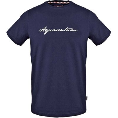 Aquascutum Heren Bedrukt Handtekening Crew Hals T-shirt (Marine) 2XL Aquascutum Heren Bedrukt Handtekening Crew Hals T-shirt (Marine) 2XL