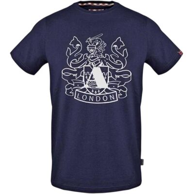 Aquascutum Heren Shield Aldis Groot Logo T-Shirt (Marine) 2XL Aquascutum Heren Shield Aldis Groot Logo T-Shirt (Marine) 2XL