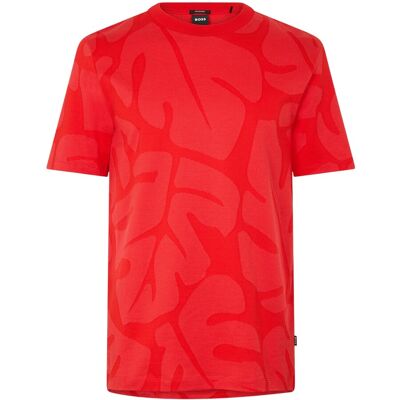 Boss Heren Thompson Bladprint T-Shirt (Helder Rood) XL Boss Heren Thompson Bladprint T-Shirt (Helder Rood) XL