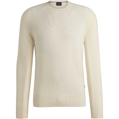 Boss Heren Emalvo Gebreide Raglan Trui (Wit) 2XL Boss Heren Emalvo Gebreide Raglan Trui (Wit) 2XL