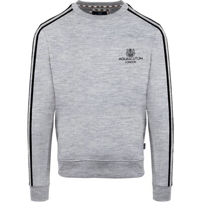 Aquascutum Heren London dubbel gestreept sweatshirt (Grijs) 2XL Aquascutum Heren London dubbel gestreept sweatshirt (Grijs) 2XL