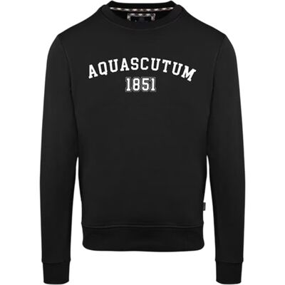 Aquascutum Heren-sweatshirt met gebogen logo (Zwart) L Aquascutum Heren-sweatshirt met gebogen logo (Zwart) L