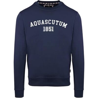 Aquascutum Heren-sweatshirt met gebogen logo (Marine) 2XL Aquascutum Heren-sweatshirt met gebogen logo (Marine) 2XL