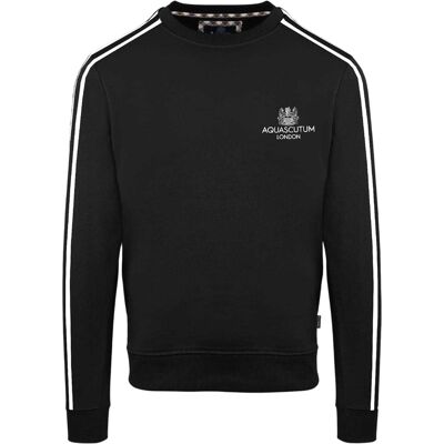 Aquascutum Heren Ribkraag Regular Sweatshirt (Zwart) 2XL Aquascutum Heren Ribkraag Regular Sweatshirt (Zwart) 2XL